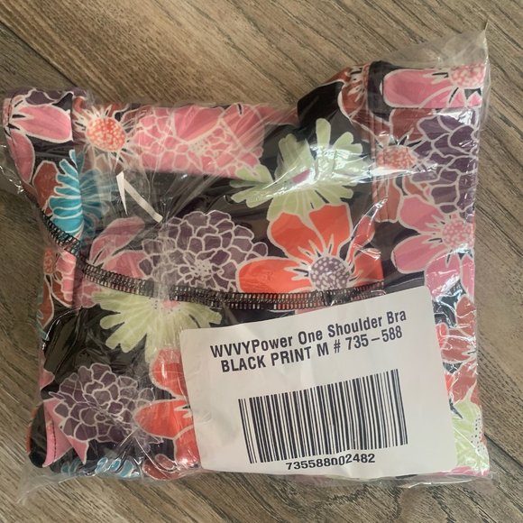 NWT WVVY BT FITTY BRITTTTY POWER ONE SHOULDER BRA BLACK FLORAL PRINT MEDIUM - Picture 10 of 12